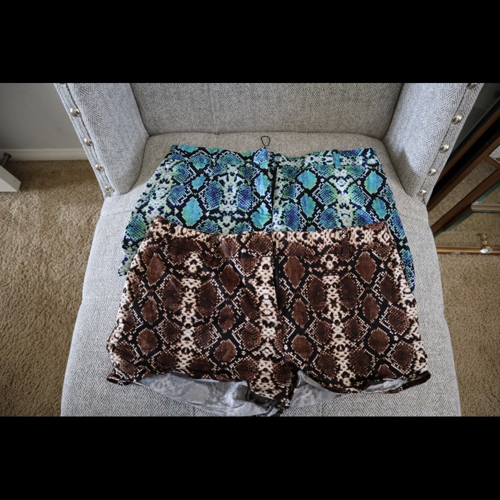 BCBG snake print shorts